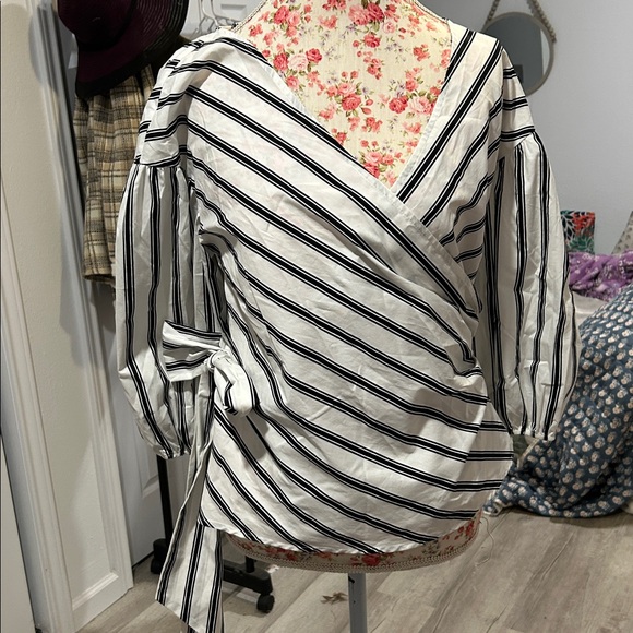 White House Black Market Tops - White House Black Market Black and White Striped Blouse